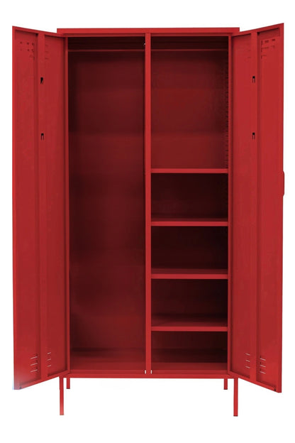 Double Swirl in Cherry Bombshell  - Modern Steel Locker Wardrobe - Storage Cupboard