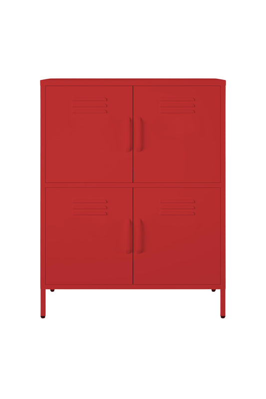 Quattro Scoop in Cherry Bombshell - Modern 4 Door Cabinet- Storage Cabinet