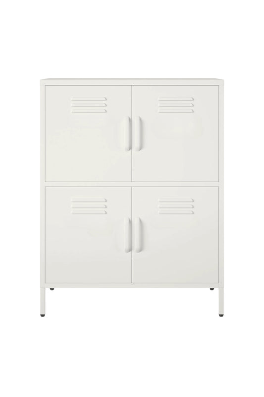 Quattro Scoop in Coconut Cream - Modern 4 Door Cabinet- Storage Cabinet