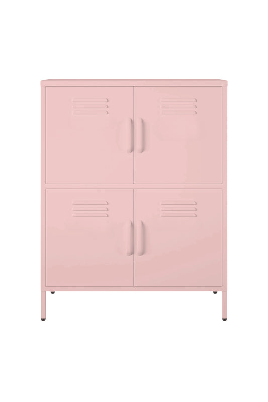 Quattro Scoop in Strawberry Cupcake - Modern 4 Door Cabinet- Storage Cabinet