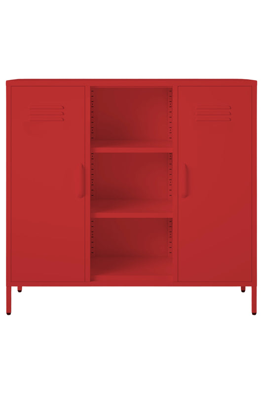 Triple Scoop in Cherry Bombshell - Modern 2 Door Cabinet with Cutout- Storage Cabinet