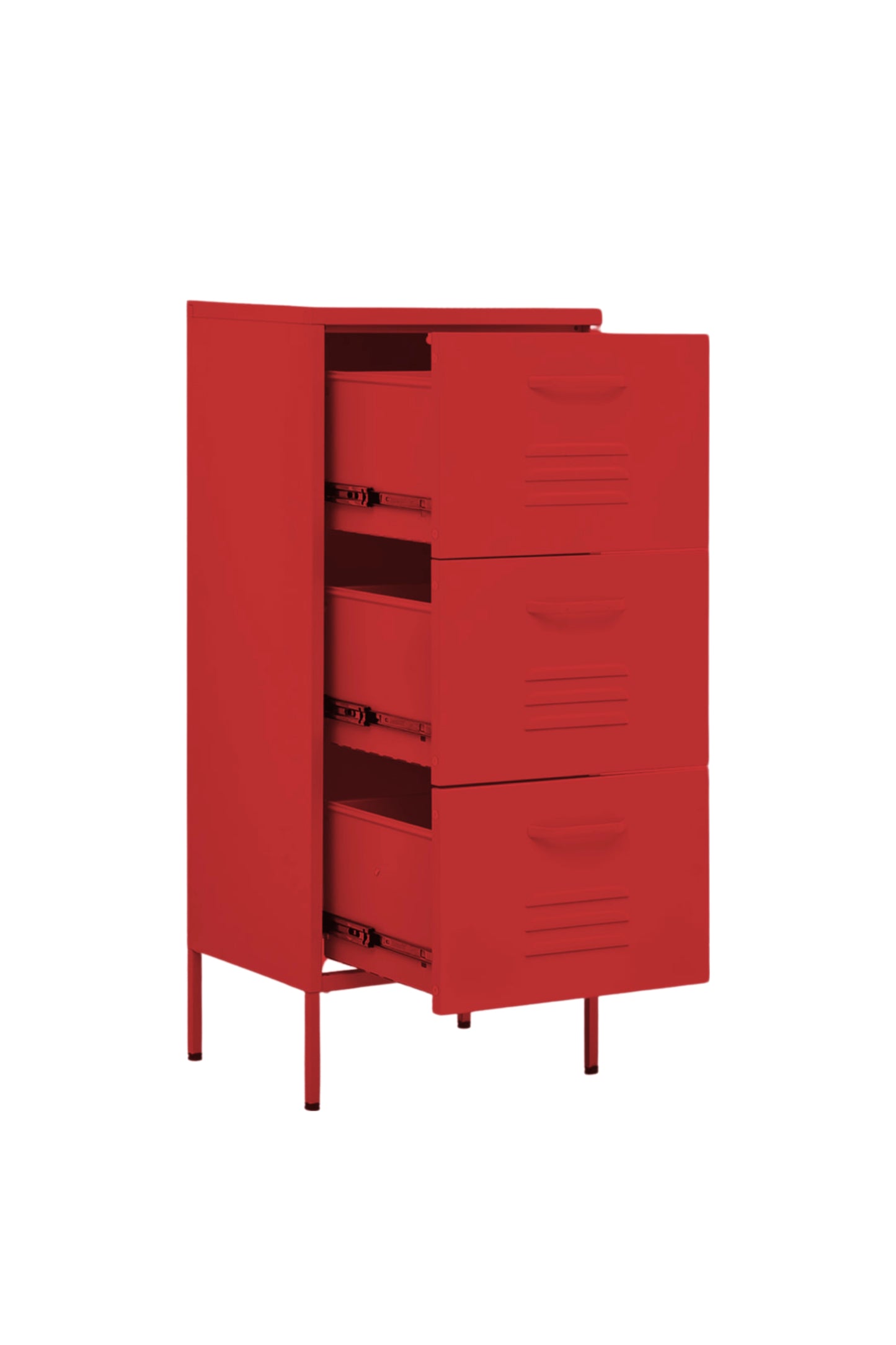 Triple Treat in Cherry Bombshell - Modern 3 Door Drawer- Storage Drawer