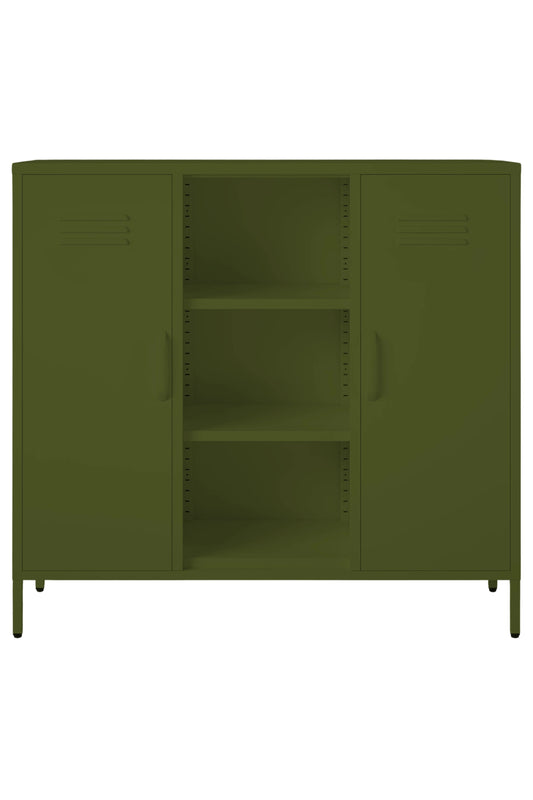 Triple Scoop in Matcha Latte - Modern 2 Door Cabinet with Cutout- Storage Cabinet