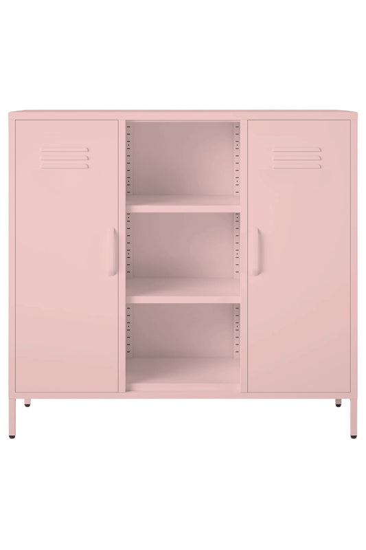 Triple Scoop in Strawberry Cupcake - Modern 2 Door Cabinet with Cutout- Storage Cabinet